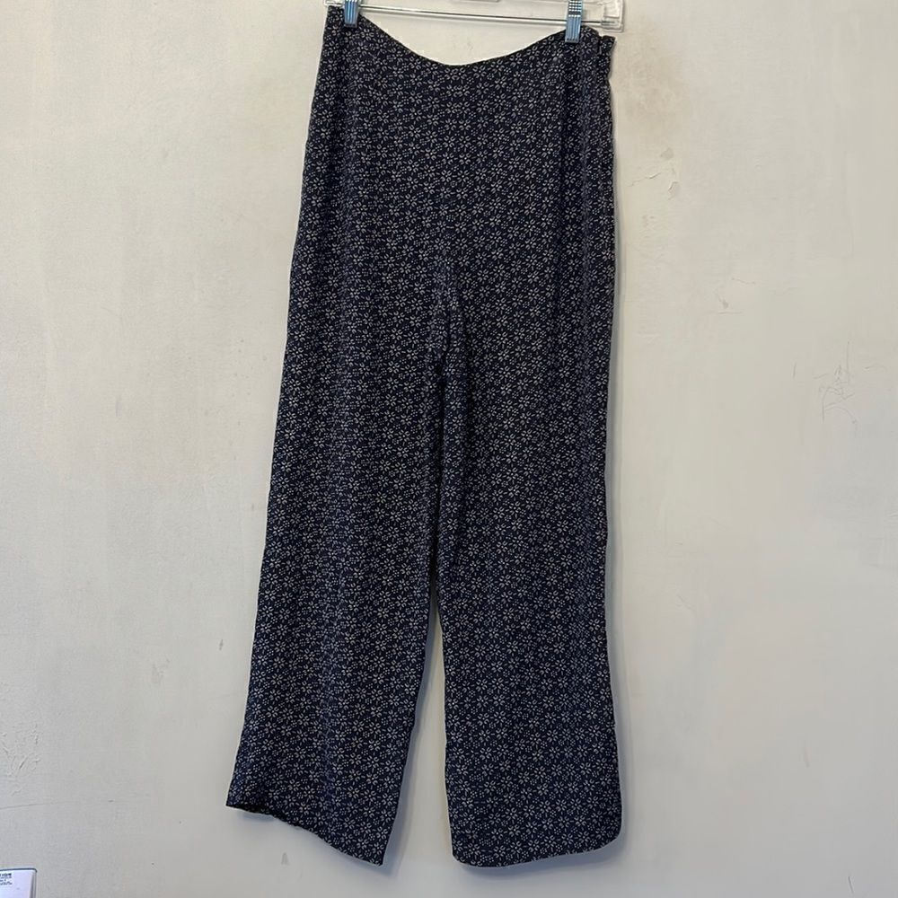 Talbots blue gray floral silk pants Size 6P